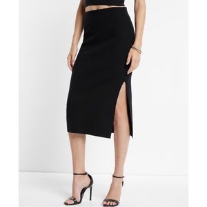 EXPRESS High Waisted Side Slit Midi Sweater Pencil Skirt